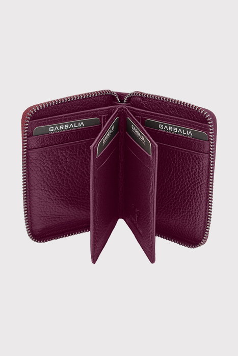 Zoozie Bags Tarjetero de Cuero Auténtico Color Damson Red